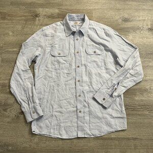 Faherty Brand Mens Blue Button Down Shirt Large Long Sleeve